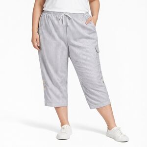 Alia Black and White Striped Capris